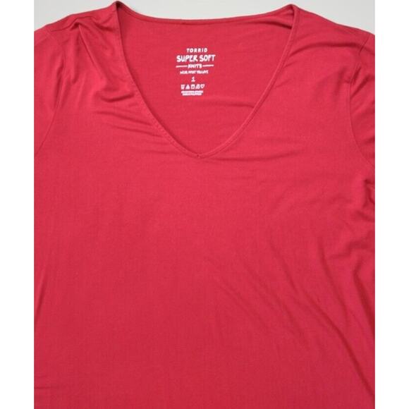 Torrid Super Soft Knits Laced Sleeve V-Neck Top Red Size 1(1X) - Picture 4 of 8